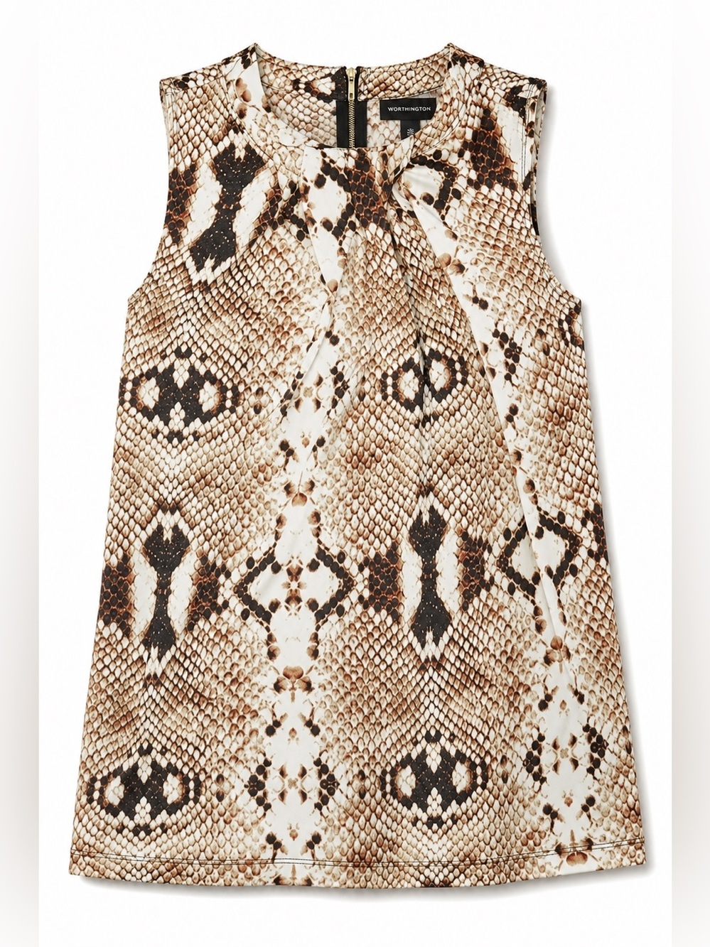Worthington brownish white snake print dressy top